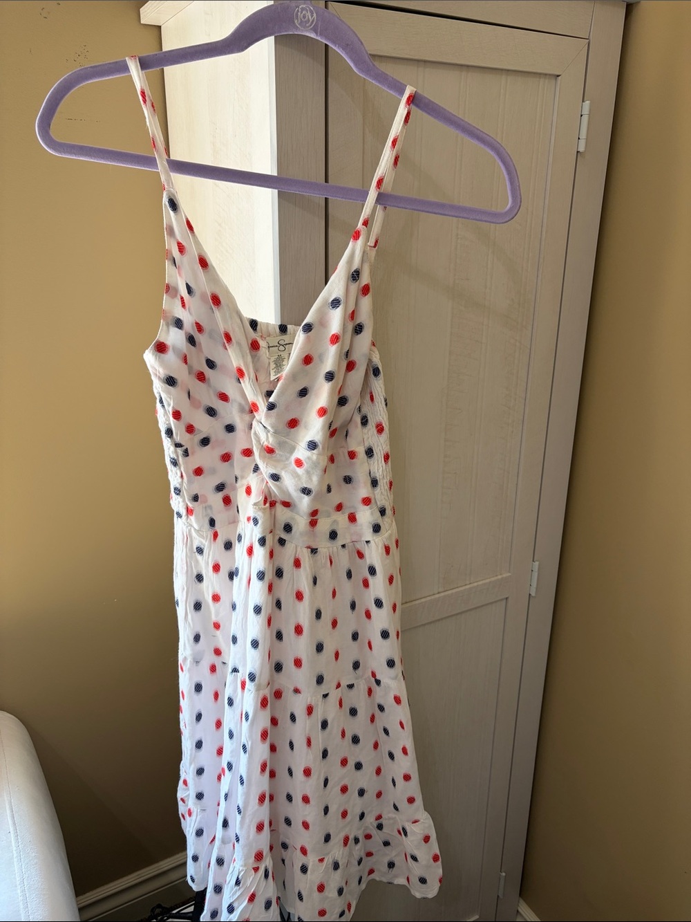 Jessica Simpson Women's White Red & Navy Polka Dot Sundress